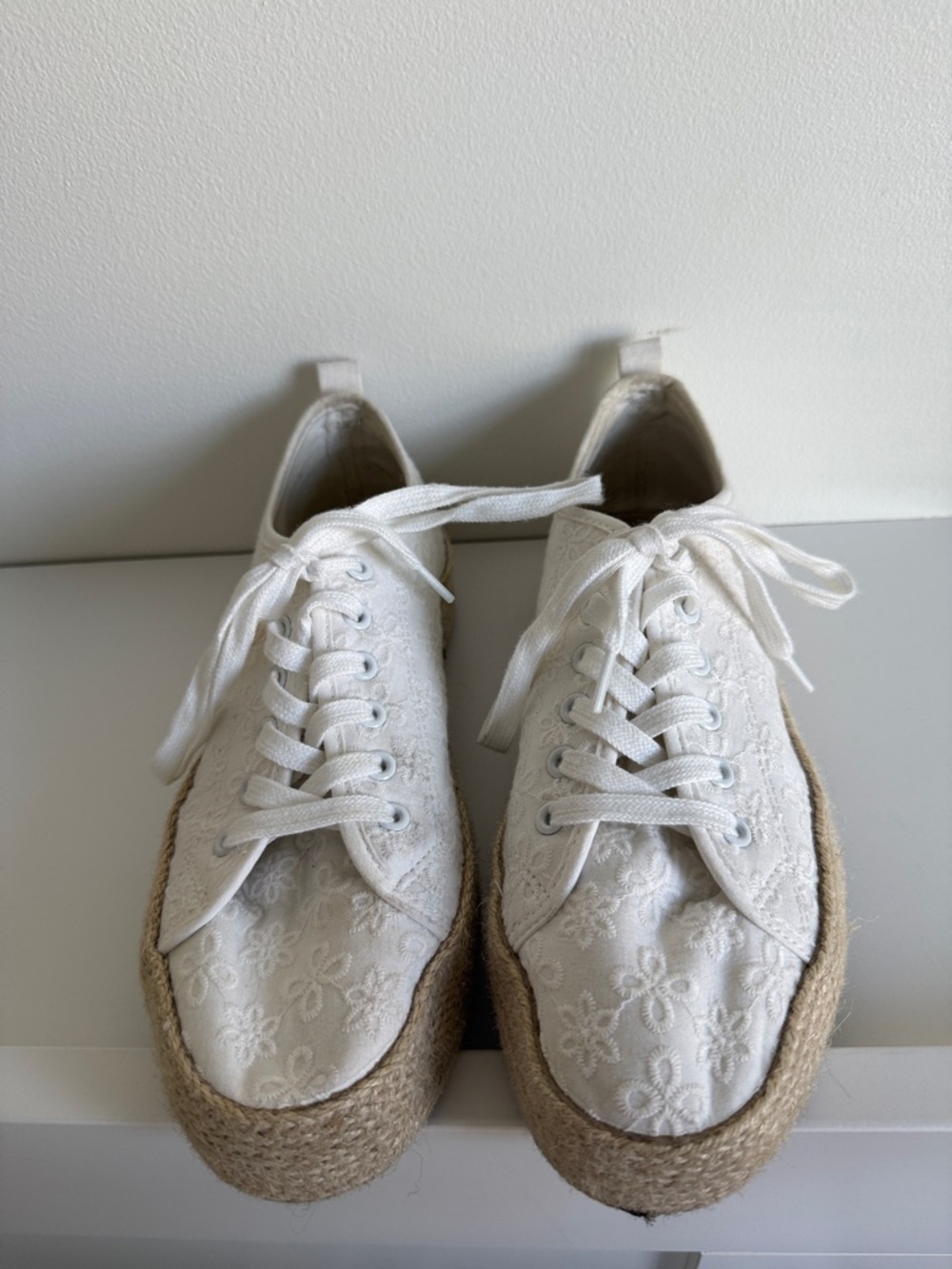 Primark White Floral Lace Platform Espadrille Sneakers - Women